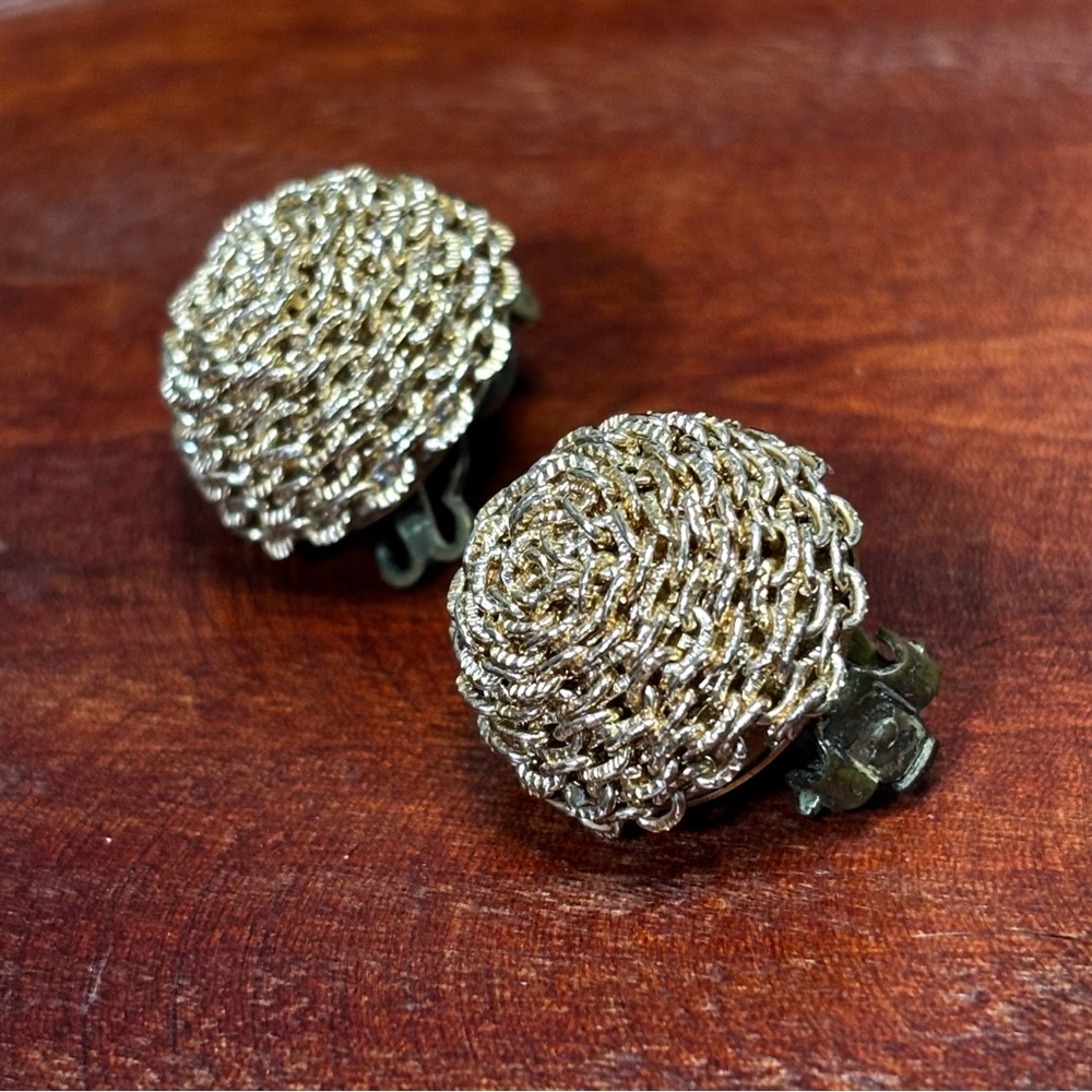 Vintage Japan Gold tone Dome style clip on earrings